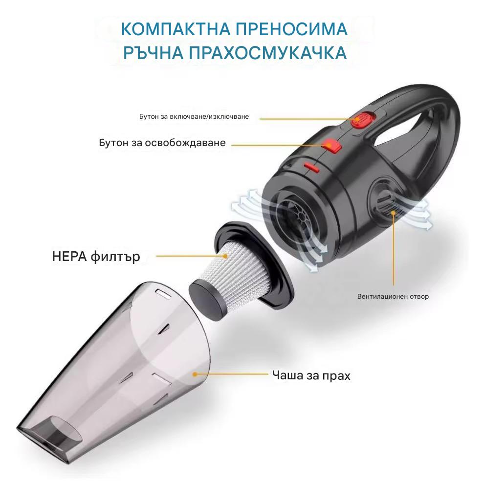 Мощна акумулаторна прахосмукачка за автомобил 120W