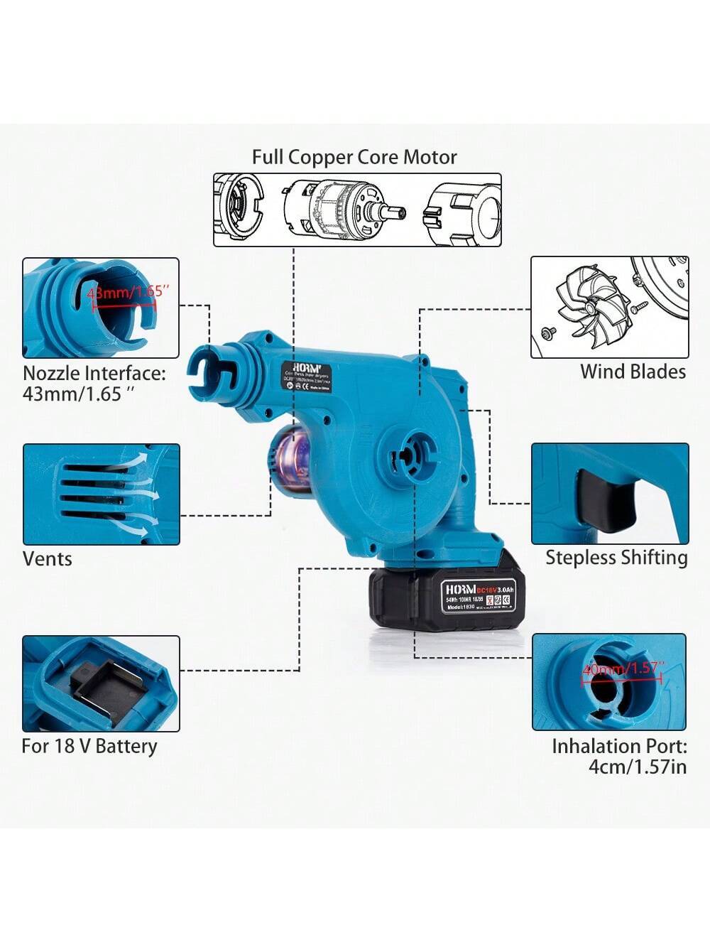 Акумулаторна духалка и прахосмукачка с 2 батерии