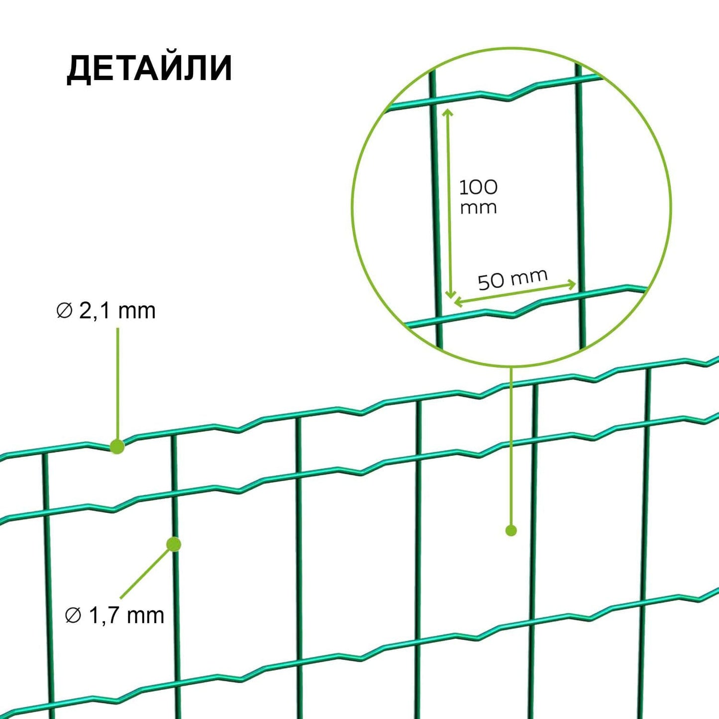 Оградна мрежа EUROFENCE PLUS 0.8X10M. RAL6005
