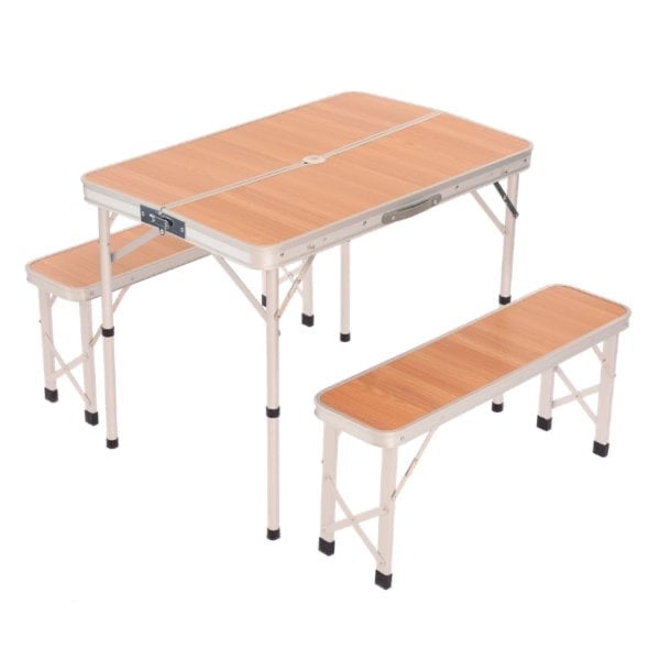 Сгъваема туристическа къмпинг маса 90x60x70CM И 2 Пейки 87x23x39CM