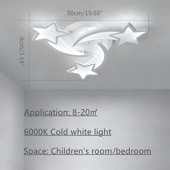 LED плафон, 30W, Форма на звезда, 6000K, Алуминий, Студена бяла светлина