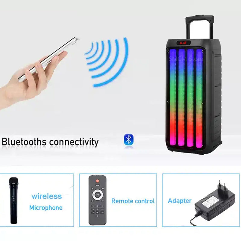 Караоке тонколона с Bluetooth KTS-1806 2х6,2'' и микрофон - Oferti4ka.com