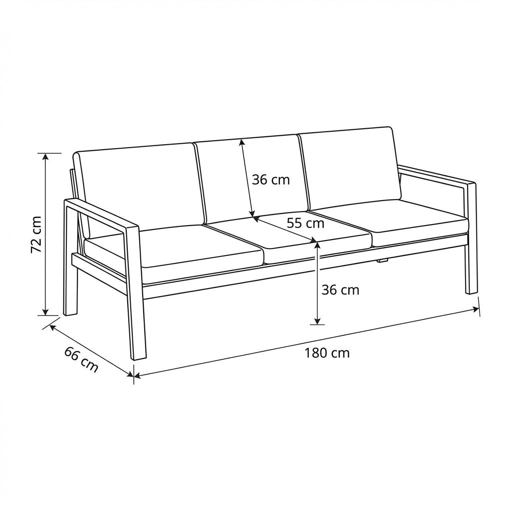 Градински комплект с възглавници (4 части) – Диван, 2 фотьойла и маса