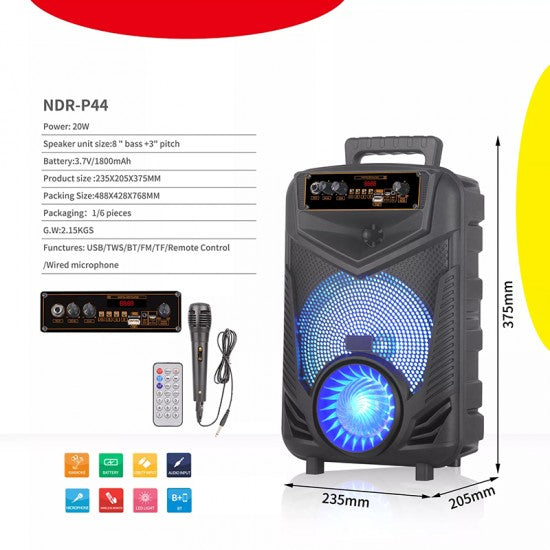 Караоке тонколона с Bluetooth NDR-P55 8'' и микрофон - Oferti4ka.com