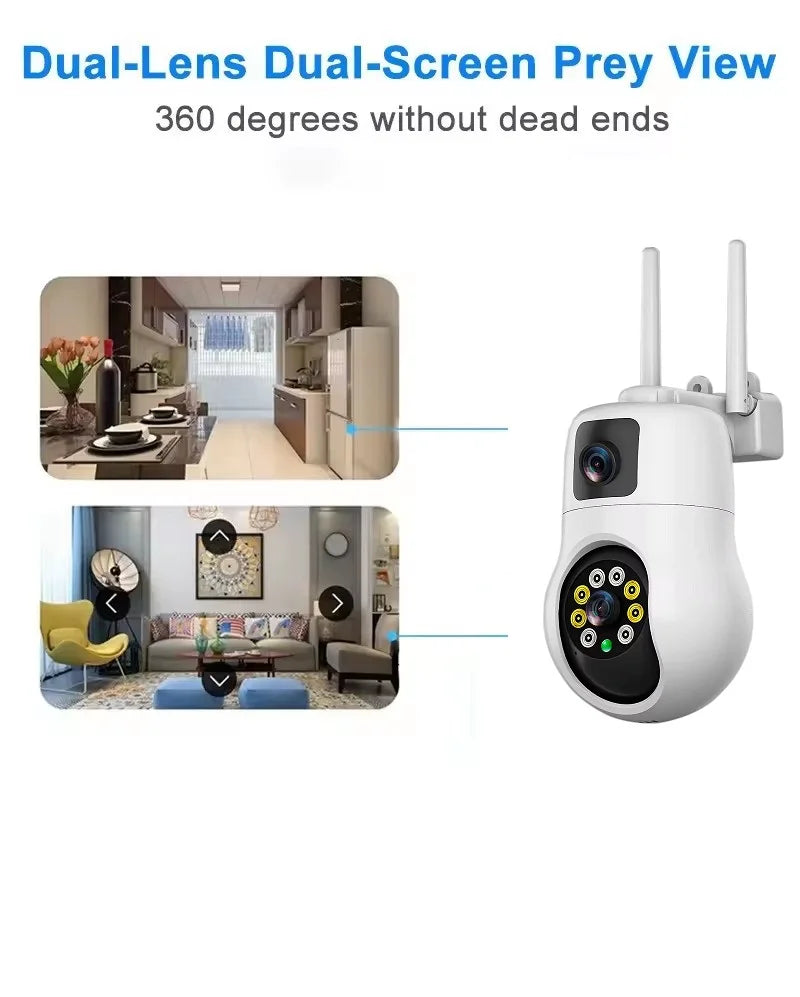 Външна WiFi камера с два обектива 10MP с изкуствен интелект