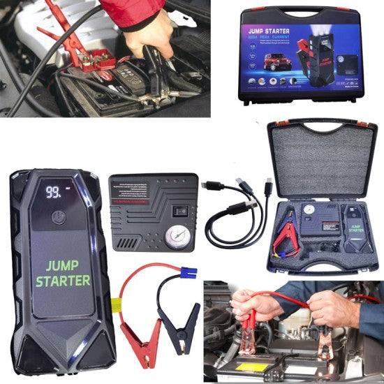 Комплект стартерно устройство high power jump starter за кола + компресор,2000A