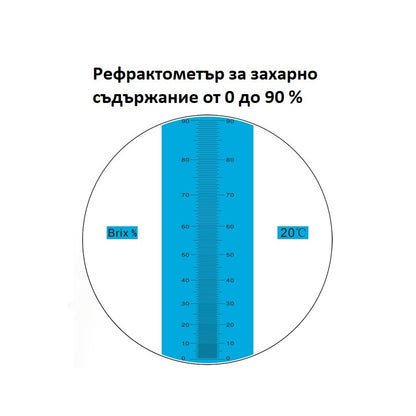 Рефрактометър за захар 0-90%, За джибри, Сладка, Сиропи и др.