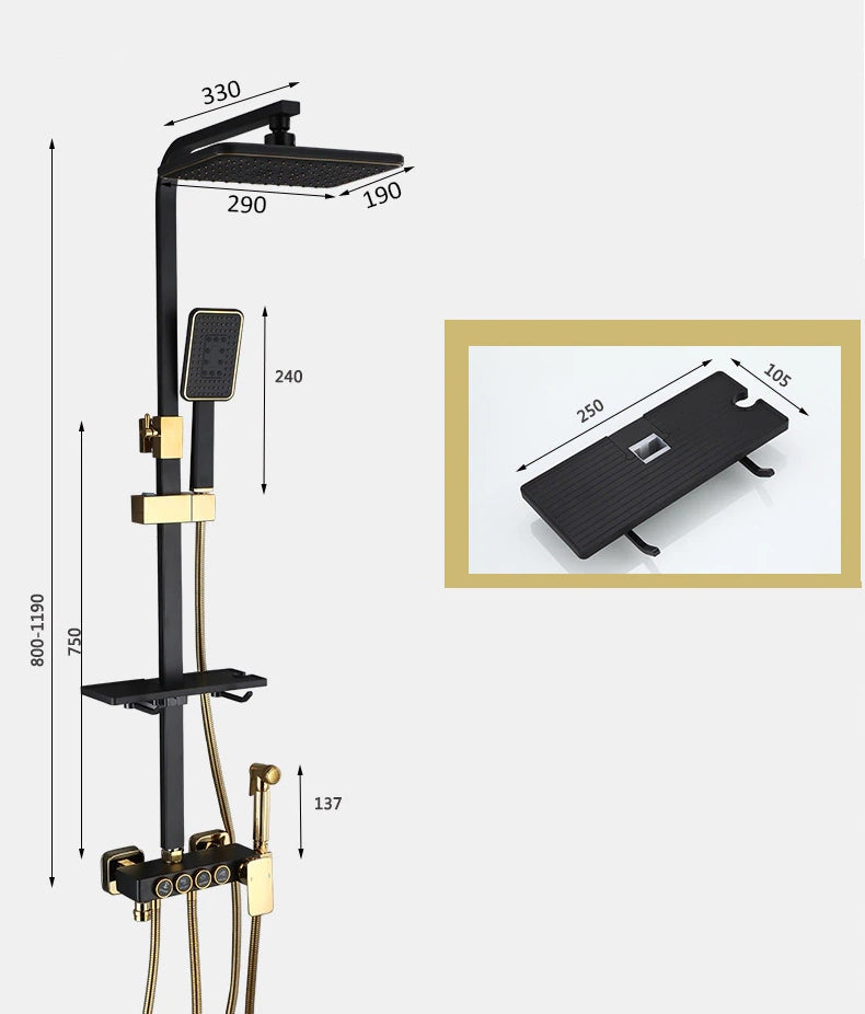Интелигентна душ колона Луксозен душ комплект 4 режима на пръскане, въртене на 360°, технология за въздушно пръскане