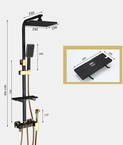 Интелигентна душ колона Луксозен душ комплект 4 режима на пръскане, въртене на 360°, технология за въздушно пръскане