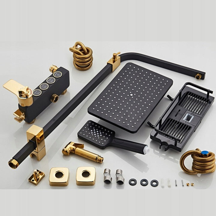 Интелигентна душ колона Луксозен душ комплект 4 режима на пръскане, въртене на 360°, технология за въздушно пръскане