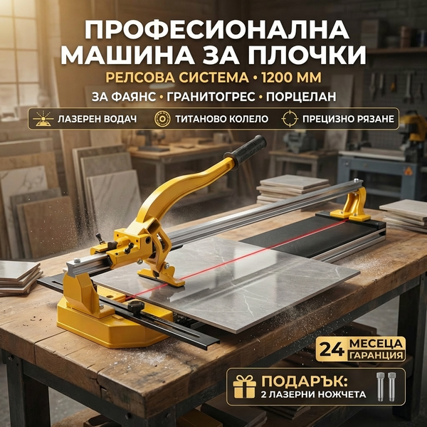 ПРОФЕСИОНАЛНА РЕЛСОВА МАШИНА ЗА РЯЗАНЕ НА ПЛОЧКИ 1200 ММ С ЛАЗЕР