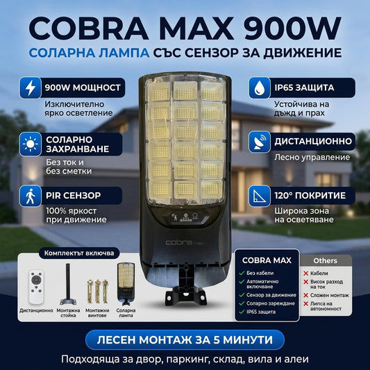 Соларна LED лампа Cobra Max - 900W / 1350W