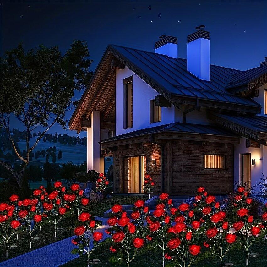 Градинска соларна лампа роза