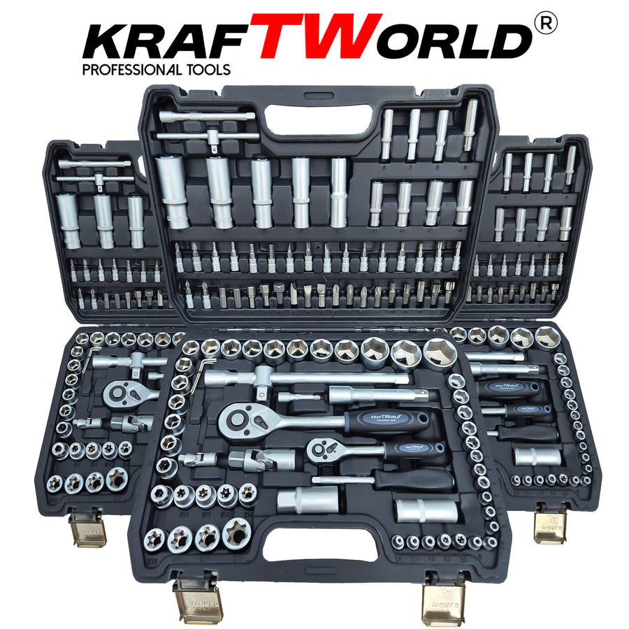 Професионално Гедоре 108 части KraftWorld – Cr-V стомана, здрав куфар с метални закопчалки