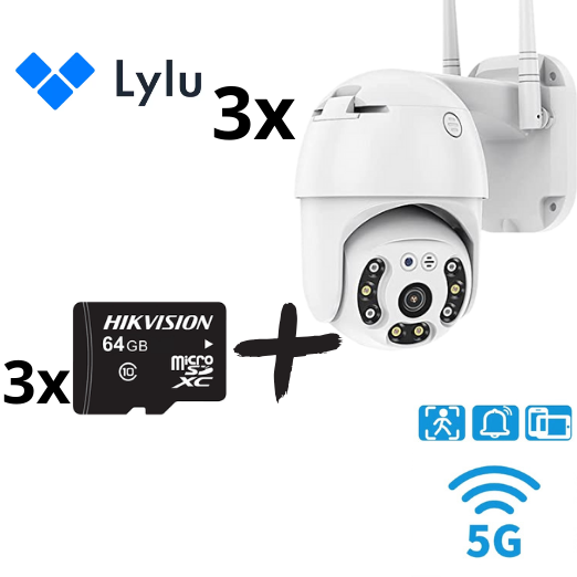 3бр. IP въртяща безжична камера Privine 5MPX- 4+4LED + 3бр. SD карта 64gb YCC365+ - Oferti4ka.com