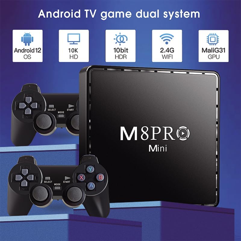 Game Box M8 Pro HD Android TV + 2 контролера и дистанционно, 32 000 игри