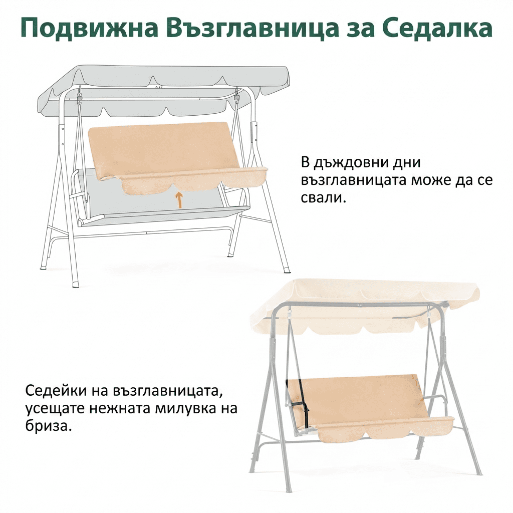Градинска люлка DUNERO, триместна със сенник - бежова
