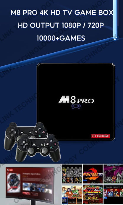 Game Box M8 Pro HD Android TV + 2 контролера и дистанционно, 32 000 игри