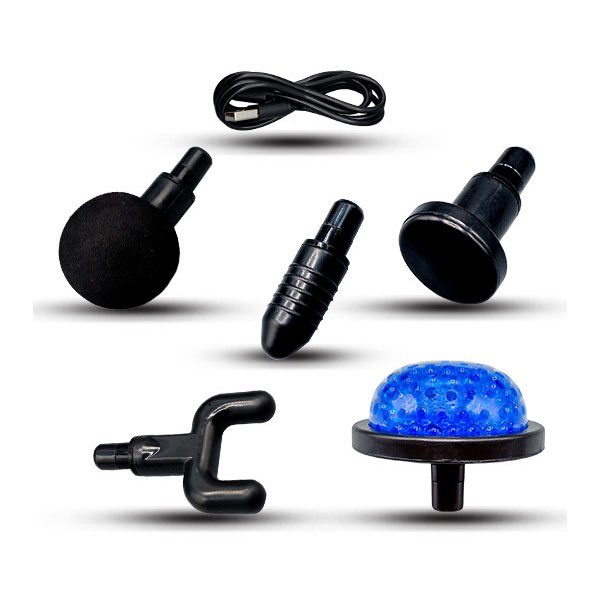 Вибромасажор с удължител, 6 приставки и 6  скорости, Масажен пистолет