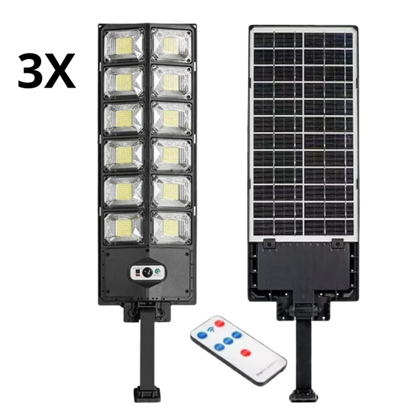 3бр Соларна улична лампа широкоъгълна 1800W IP65 360 LED