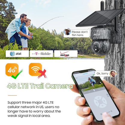 WIFI Безжична PTZ соларна камера 4G SIM със слънчев панел 8MP