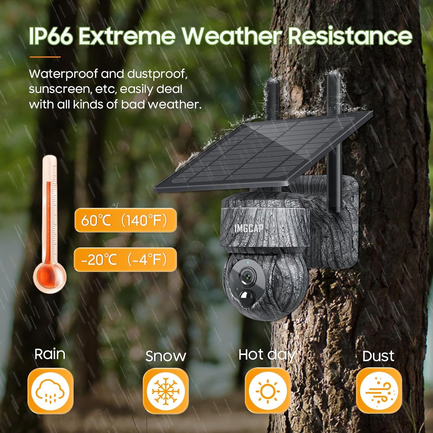 WIFI Безжична PTZ соларна камера 4G SIM със слънчев панел 8MP