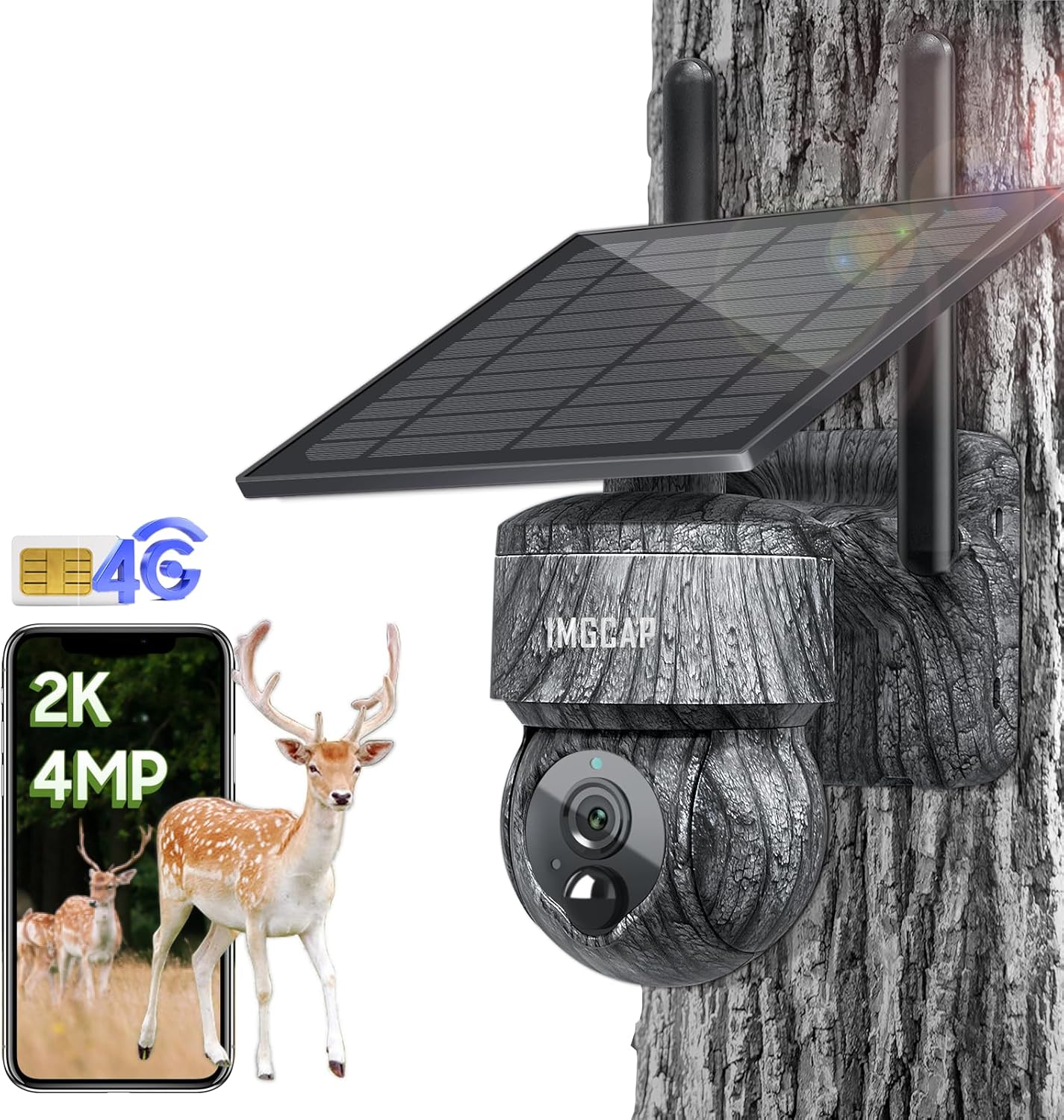 WIFI Безжична PTZ соларна камера 4G SIM със слънчев панел 8MP