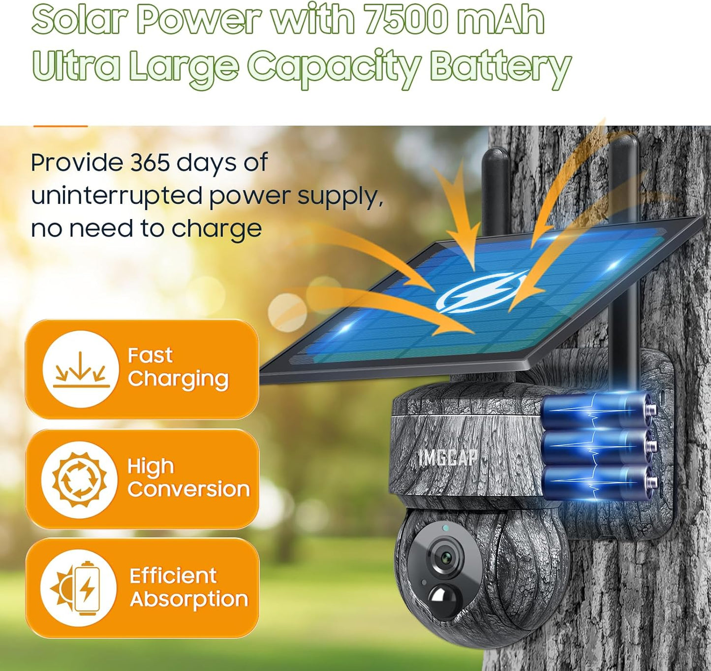 WIFI Безжична PTZ соларна камера 4G SIM със слънчев панел 8MP