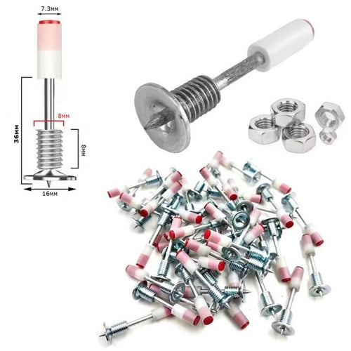 Комплект от 100бр Професионални Кръгли Стоманени Пирони с Резба и Гайка за Пистолет