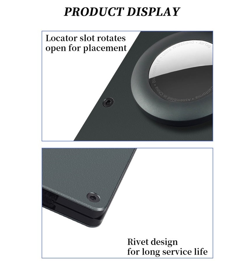 Твърд калъф за карти с RFID защита, слот за AirTag и пари в брой