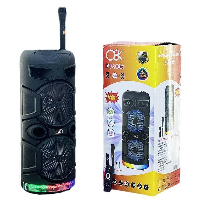 Безжична тонколона BT-8806, 2х8inch  говорители,