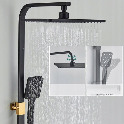 Интелигентна душ колона Луксозен душ комплект 4 режима на пръскане, въртене на 360°, технология за въздушно пръскане