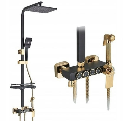 Интелигентна душ колона Луксозен душ комплект 4 режима на пръскане, въртене на 360°, технология за въздушно пръскане