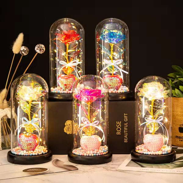 Мини Декоративна Златна Роза LED лампа 24k златно