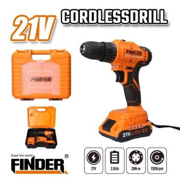 Акумулаторен винтоверт FINDER, 2 Батерии 2aH, 1300RPM, 28nM