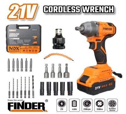 Акумулаторен безчетков гайковерт FINDER, 2  Батерии 4aH, 350nM