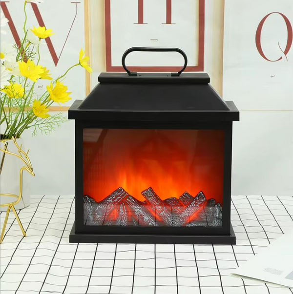 Декоративна електрическа камина, с 3D ефект на пламък, 30x20х10 см, USB захранване и батерии