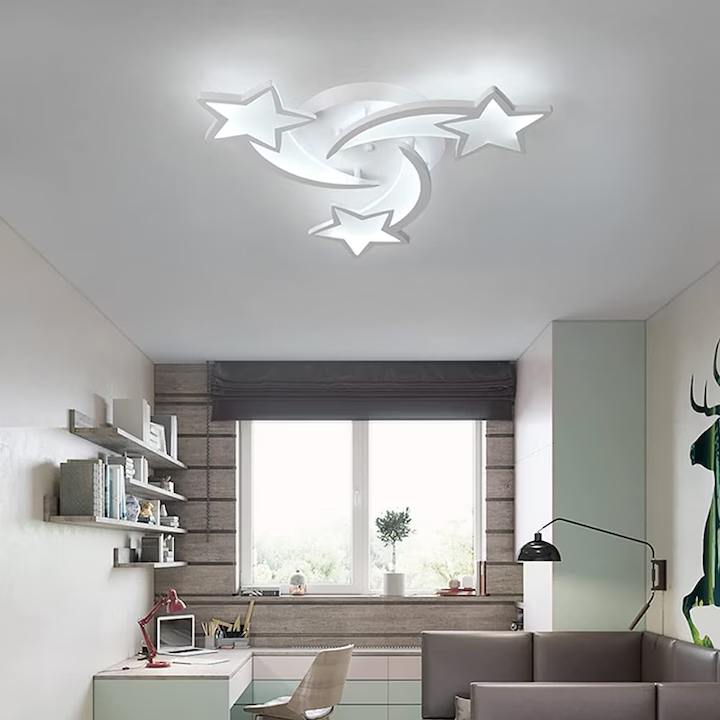 LED плафон, 30W, Форма на звезда, 6000K, Алуминий, Студена бяла светлина