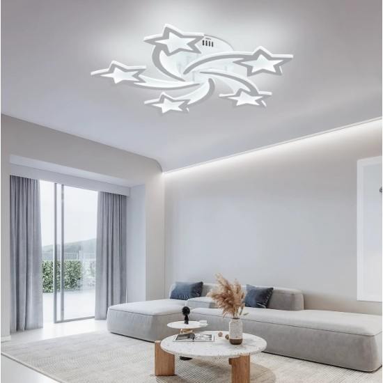 LED плафон, 96W, Форма на звезда „Звезда 5“ , 6000K, Алуминий, Студена бяла светлина