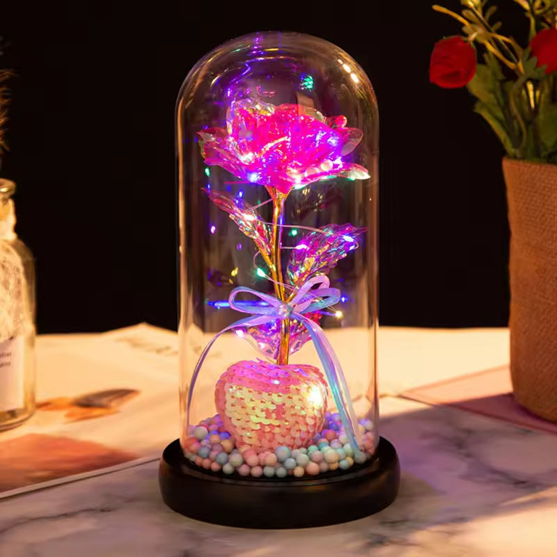 Мини Декоративна Златна Роза LED лампа 24k златно