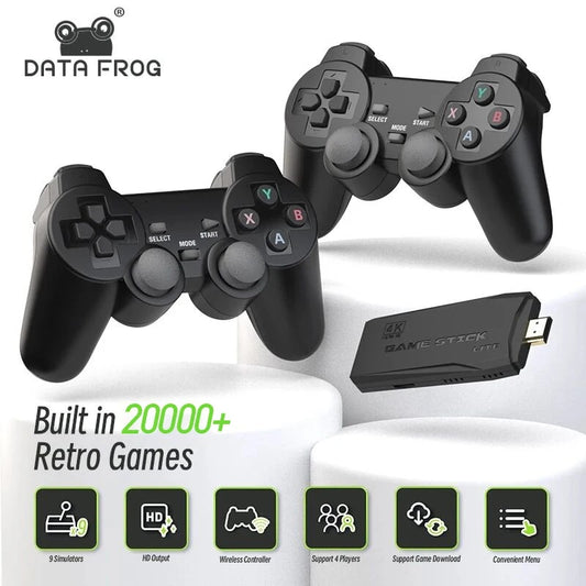 Безжична ретро конзола Game Stick , 20 000 видео игри, 9 емулатора, 64 GB, 2x безжичен контролер 2,4 GHz 4K Ultra Game