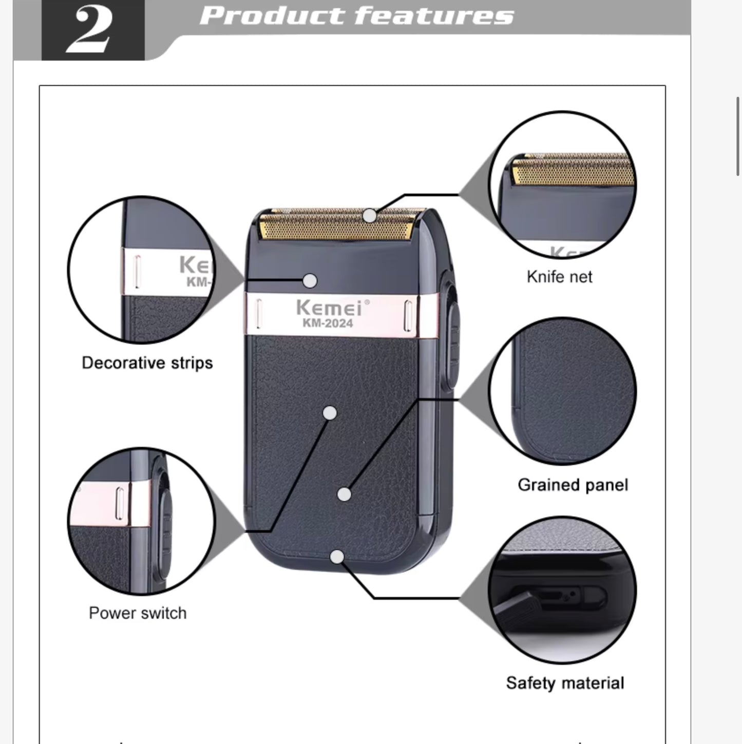 Шейвър за бръснене Kemei KM 2024
