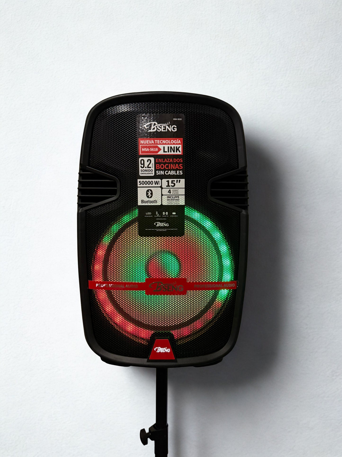 Комплект безжична тонколона MSA-5618, 15"  със стойка, безжичен микрофон и  дистанционно, 5000W