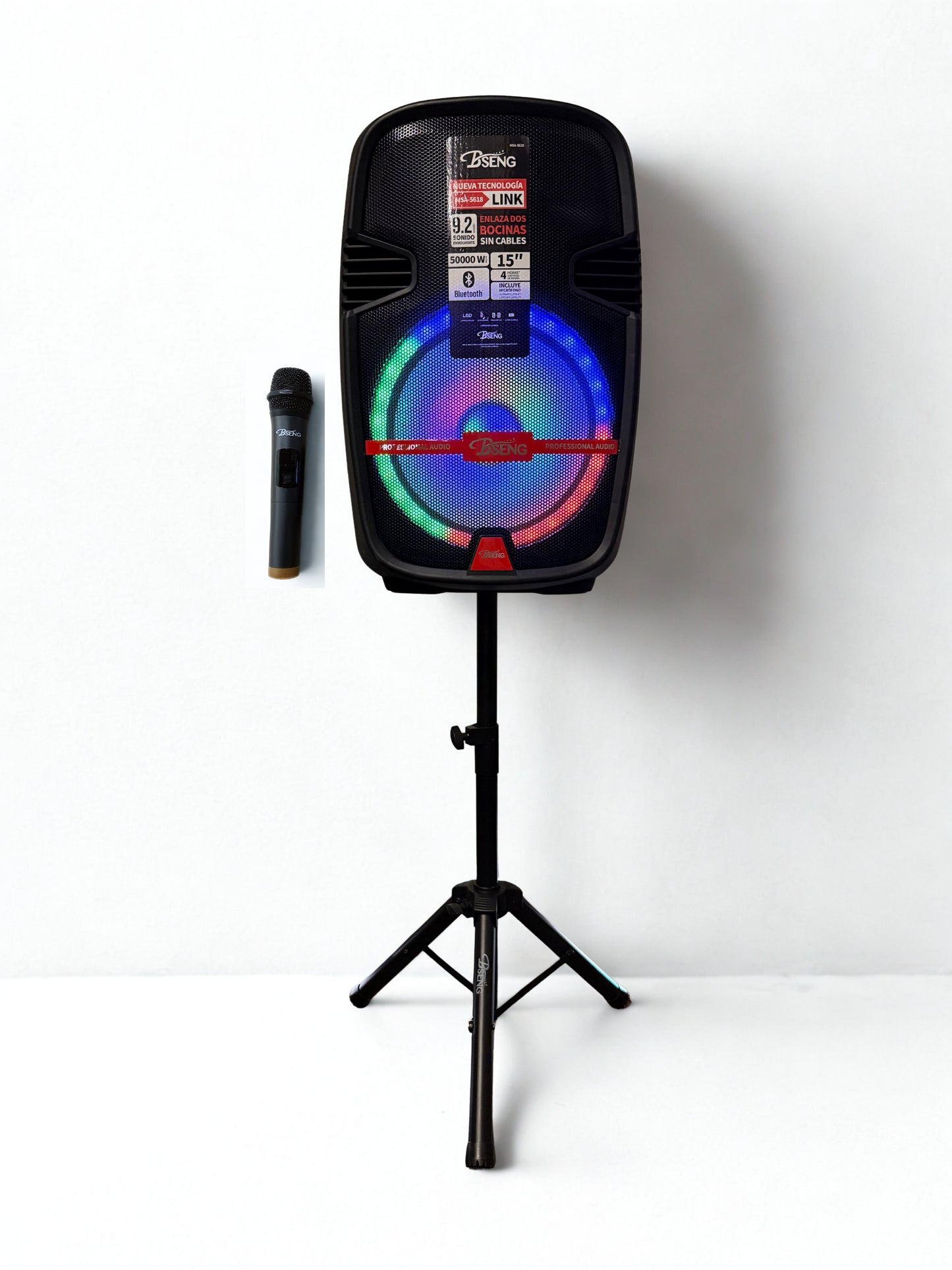 Комплект безжична тонколона MSA-5618, 15"  със стойка, безжичен микрофон и  дистанционно, 5000W