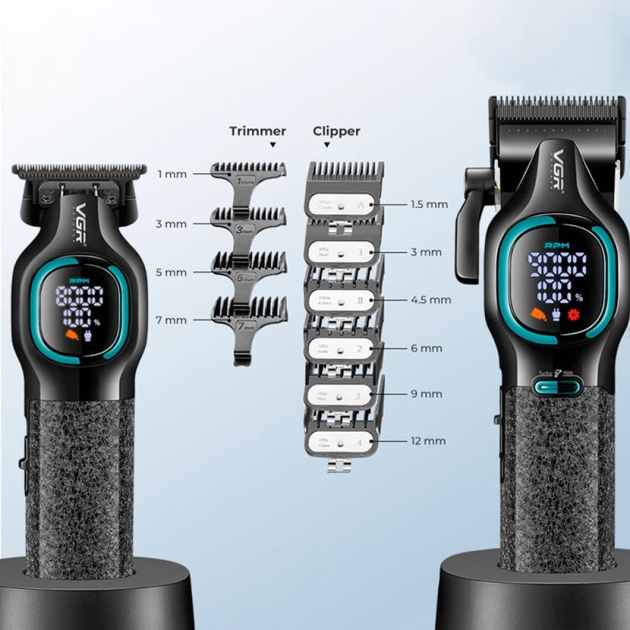 Комплект машинка за подстригване + тример VGR V-886 S2 Grip Turbo 9000RPM – Зелен