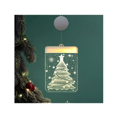 3D стъклописна декорация за прозорец с коледни светлини