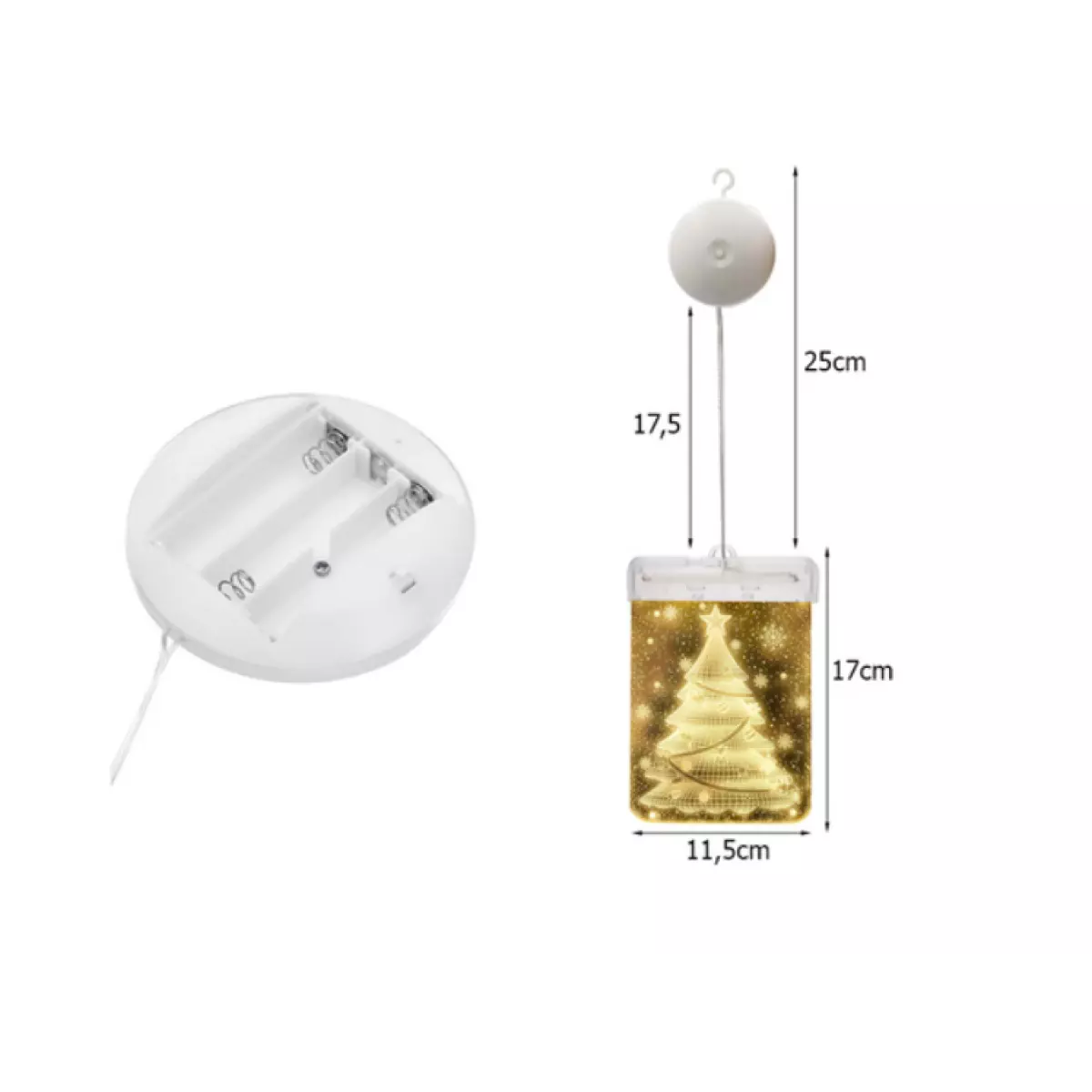 3D стъклописна декорация за прозорец с коледни светлини