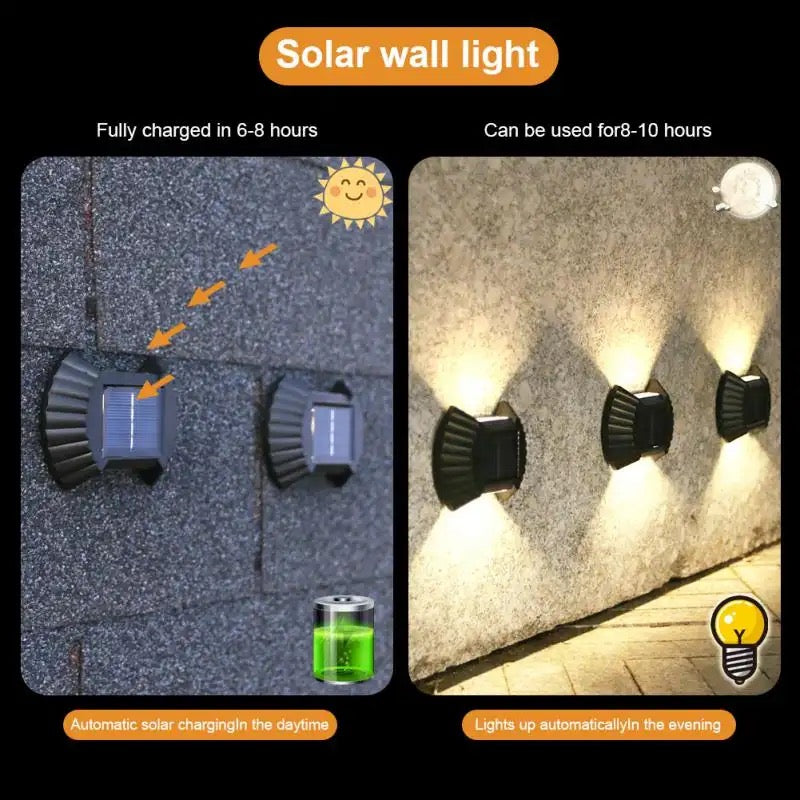 Комплект от 4 външни соларни лампи с LED , Прахоустойчиви, За Стената, Двор , Стълби