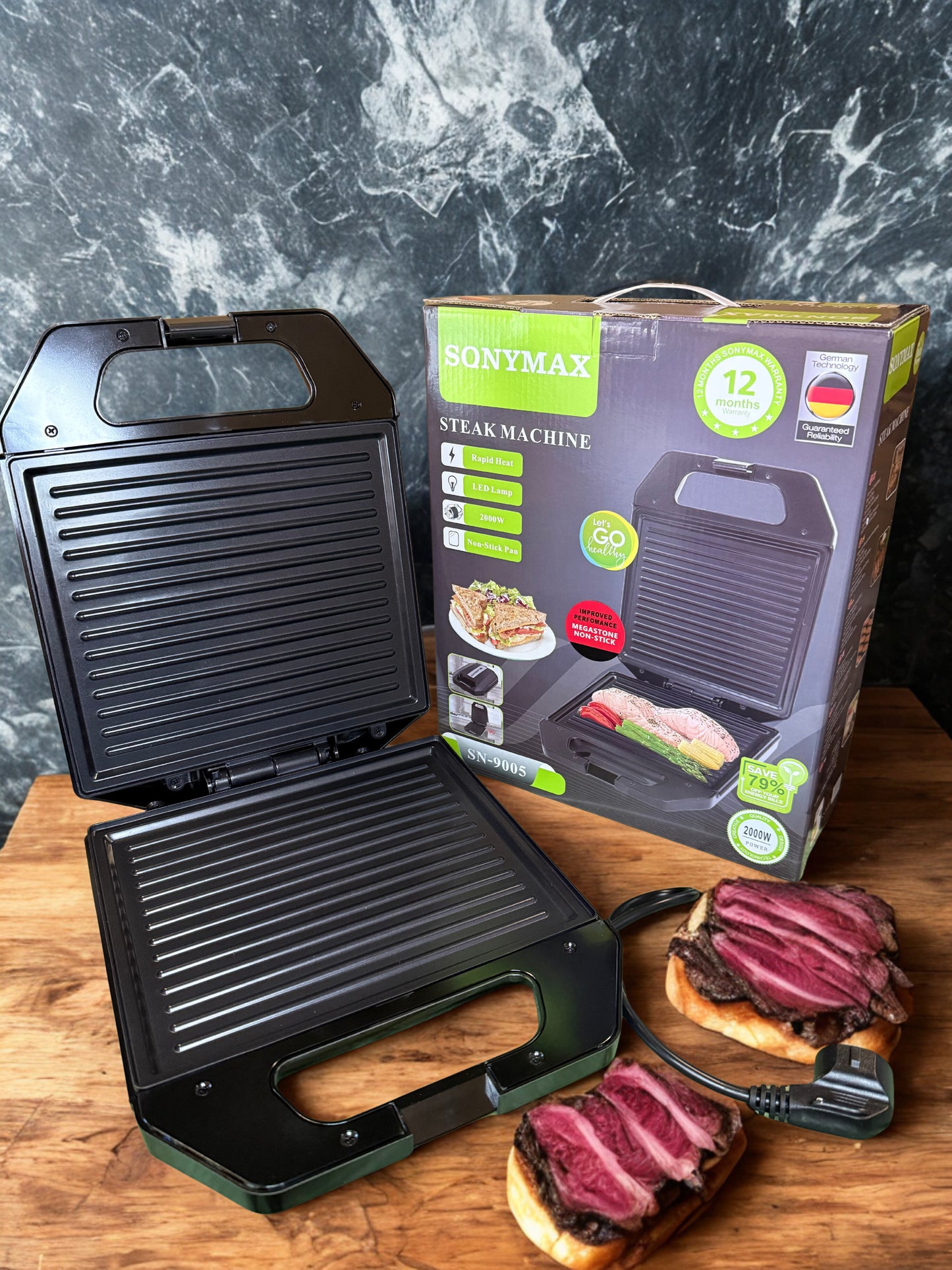 Грил скара Sonymax SN 9005 с незалепващо  покритие, 2000W