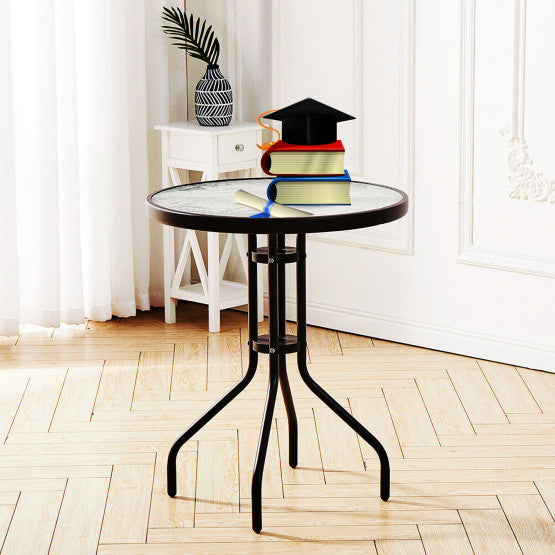 Кръгла градинска маса с прозрачно матирано стъкло - ø60 см.